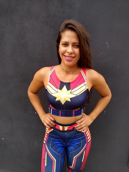 Imagem de Conjunto   legging  e top  feminino  capitã  marvel  tamanho  g