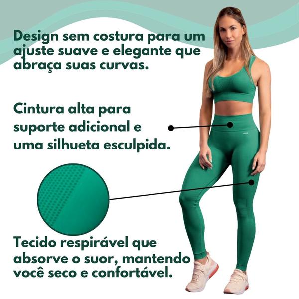Conjunto Legging e Top Fitness Seamless Sem Costura - Selene Imagem de Conjunto Legging e Top Fitness Seamless Sem Costura - Selene