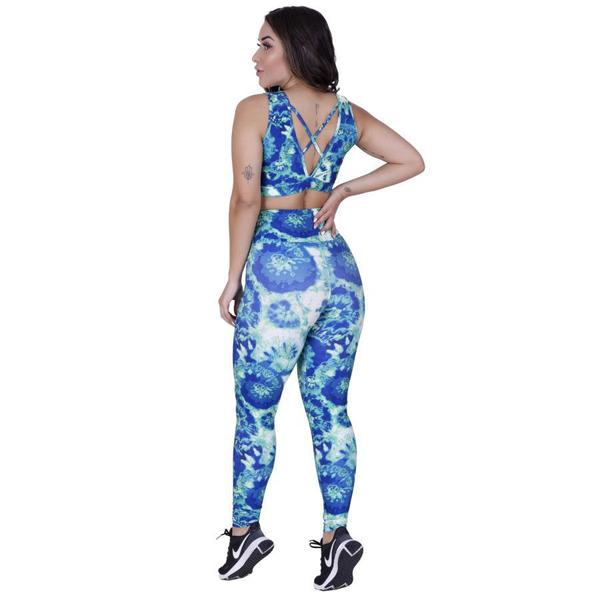 Imagem de Conjunto Legging Fitness Estampa+Top Decote Bojo Uv50+ Orbis Verde