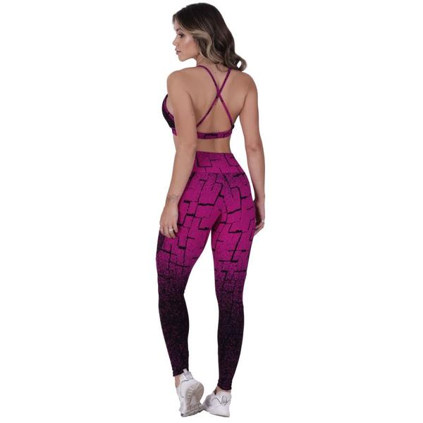 Imagem de Conjunto Legging Fitness Feminina Degrade Recortes e Top Tiras Bojo Poliamida Orbis