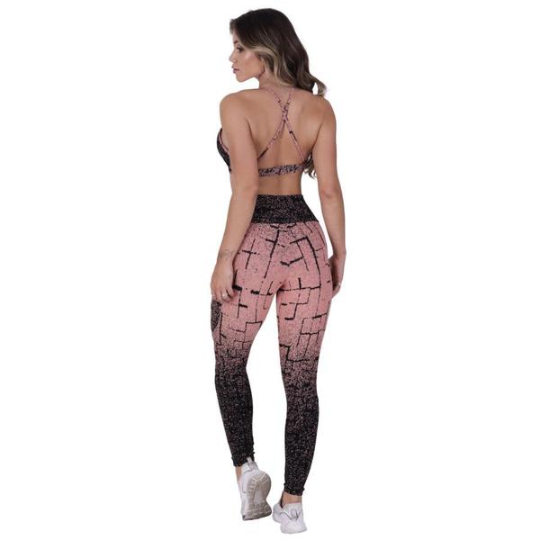 Imagem de Conjunto Legging Fitness Feminina Degrade Recortes e Top Tiras Bojo Poliamida Orbis