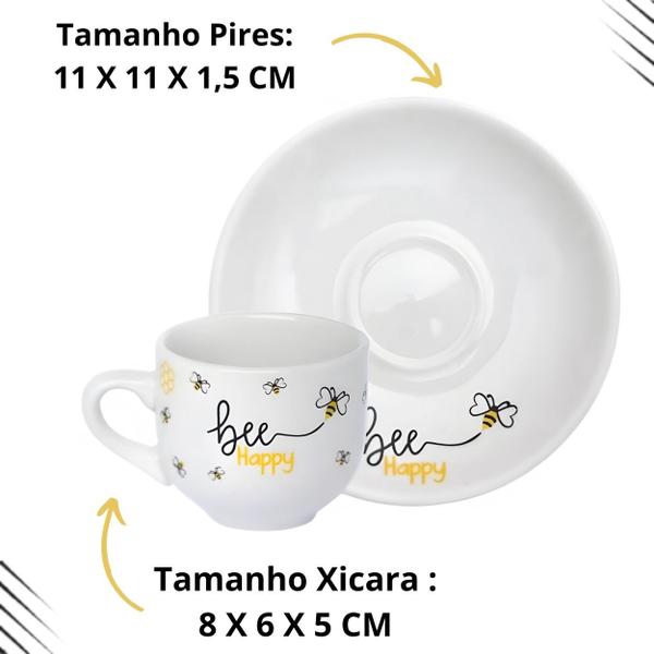 Imagem de Conjunto leiteira açucareiro e xícara de café bee honey 