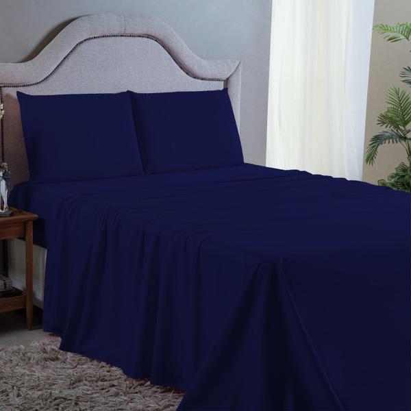 Imagem de Conjunto Lençol Cama King Size 4 Peças 400 Fios com Elástico e Fronhas Toque Macio