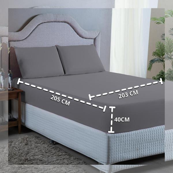 Imagem de Conjunto Lençol Cama King Size 4 Peças 400 Fios com Elástico e Fronhas Toque Macio