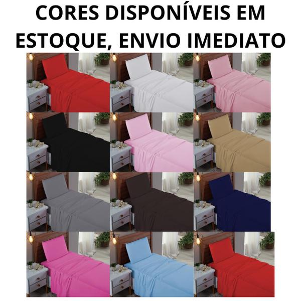 Imagem de Conjunto Lençol Cama Solteiro 3 Peças 400 com Elástico e Fronha Toque Macio