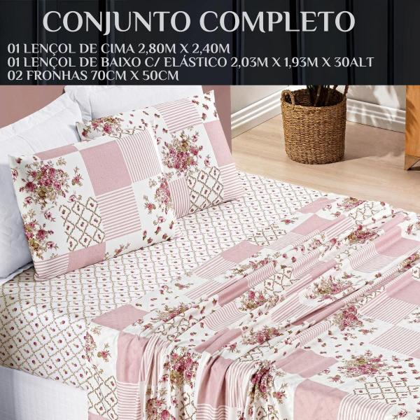 Imagem de Conjunto Lencol Casal King Size Florença 04 Peças 200 Fios