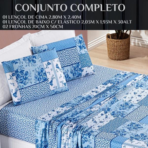 Imagem de Conjunto Lencol Casal King Size Florença 04 Peças 200 Fios