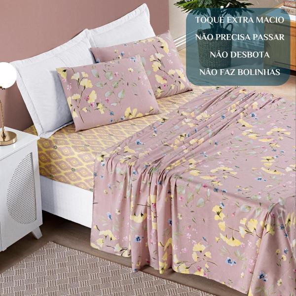 Conjunto Lencol Casal King Size Florença 04 Peças 200 Fios - De Luca Enxovais Imagem de Conjunto Lencol Casal King Size Florença 04 Peças 200 Fios