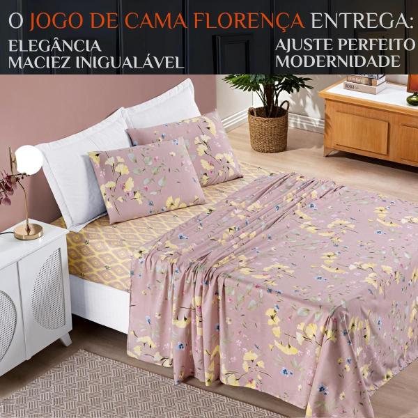 Imagem de Conjunto Lencol Casal King Size Florença 04 Peças 200 Fios