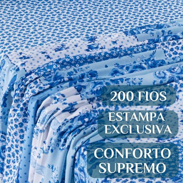 Imagem de Conjunto Lencol Casal King Size Florença 04 Peças 200 Fios