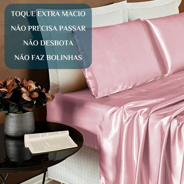 Imagem de Conjunto Lencol Casal King Size Imperial Seda Alto Brilho