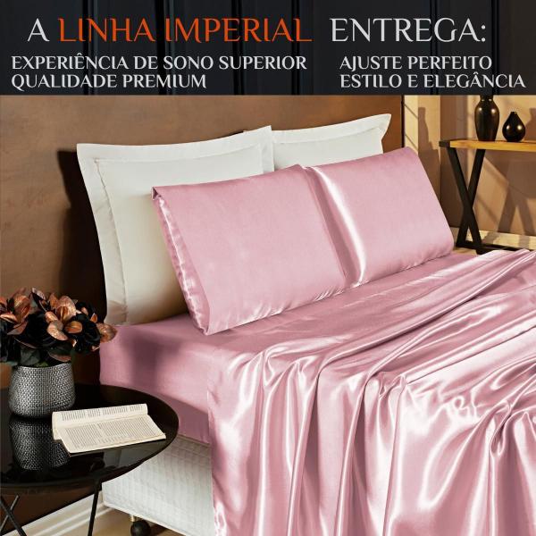 Imagem de Conjunto Lencol Casal King Size Imperial Seda Alto Brilho