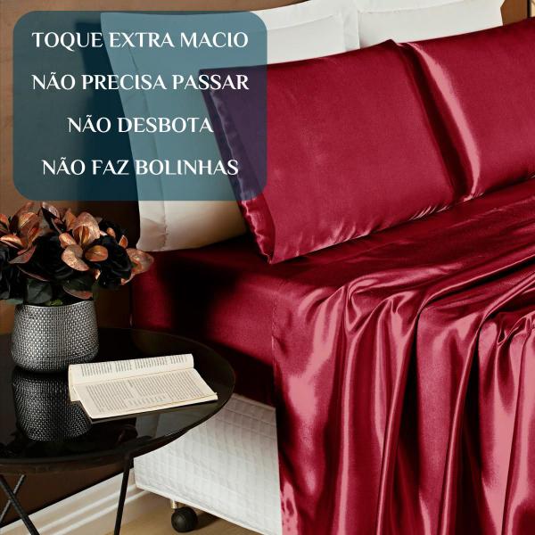 Imagem de Conjunto Lencol Casal King Size Imperial Seda Alto Brilho