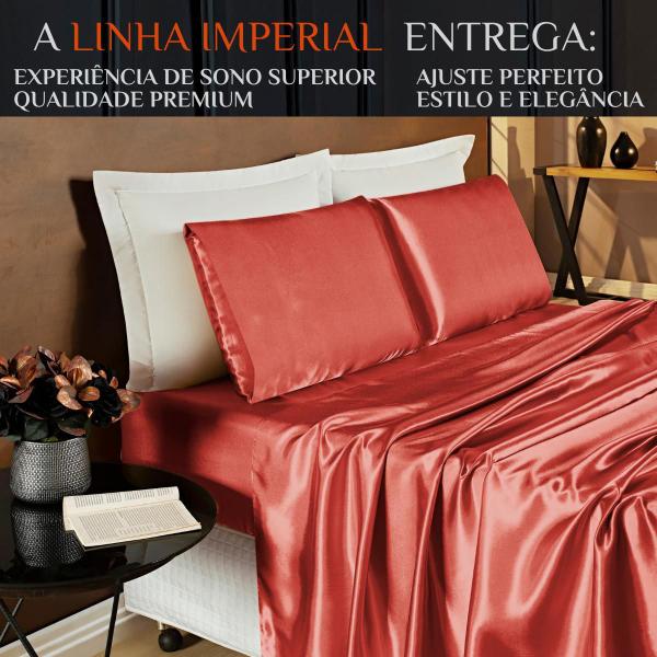 Imagem de Conjunto Lencol Casal King Size Imperial Seda Alto Brilho