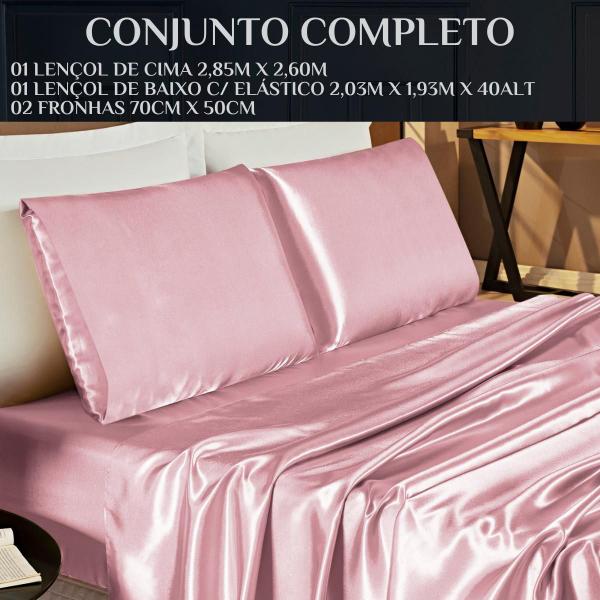 Imagem de Conjunto Lencol Casal King Size Imperial Seda Alto Brilho