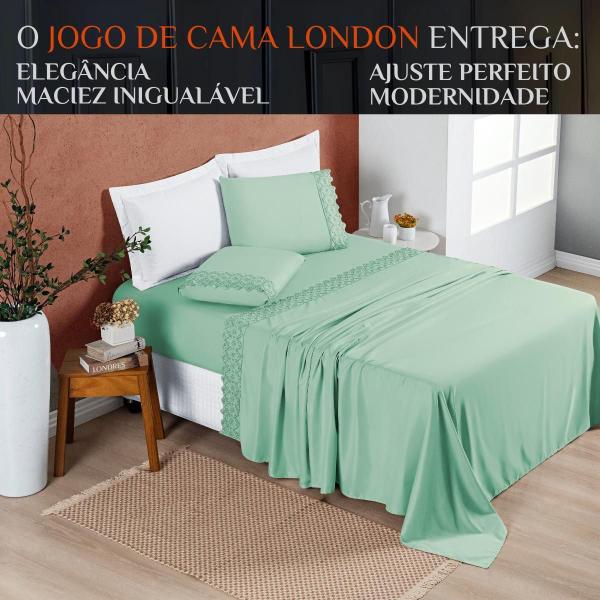 Imagem de Conjunto Lencol Casal King Size London Bordado Inglês 200