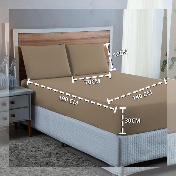 Imagem de Conjunto Lençol Casal Percal 300 Fios 3 peças Algodão Toque Macio