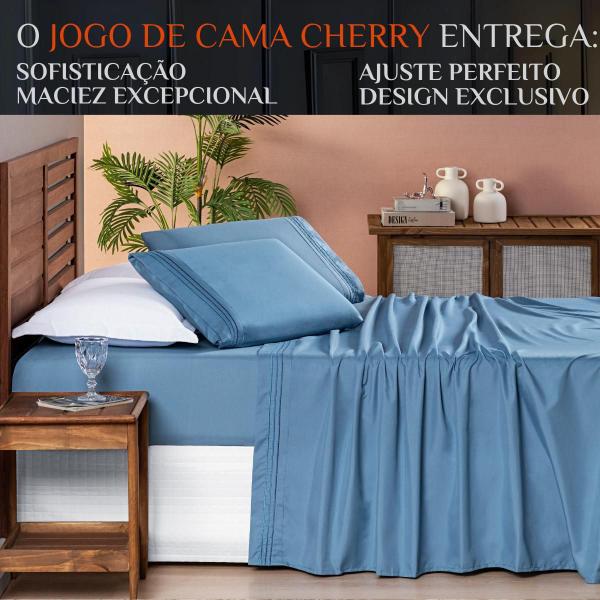 Imagem de Conjunto Lencol Casal Queen Size Cherry 04 Peças 200 Fios