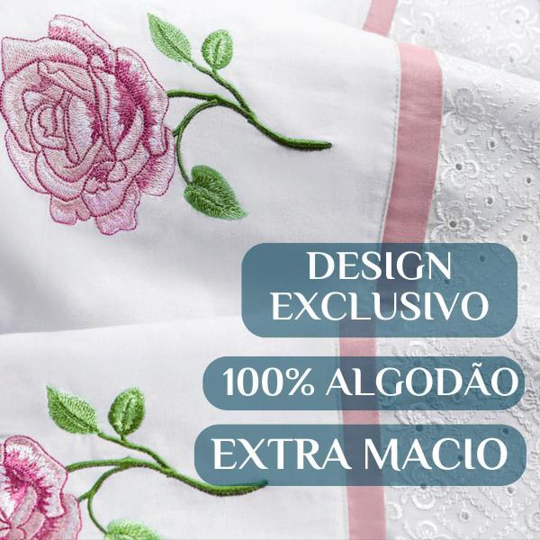 Imagem de Conjunto Lencol Casal Queen Size Stella 100% Algodão Toque