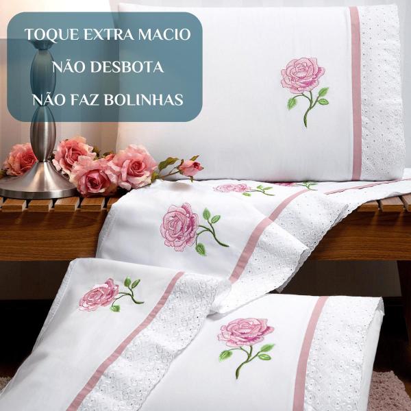 Imagem de Conjunto Lencol Casal Queen Size Stella 100% Algodão Toque