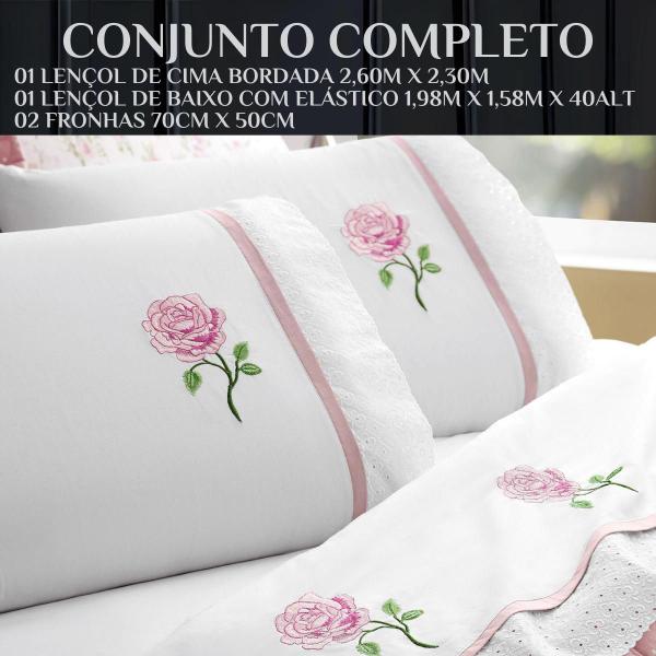 Imagem de Conjunto Lencol Casal Queen Size Stella 100% Algodão Toque