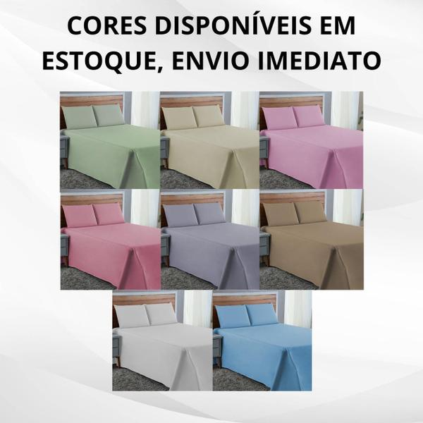 Imagem de Conjunto Lençol King Size Percal 300 Fios com Virol 4 peças Algodão Toque Macio