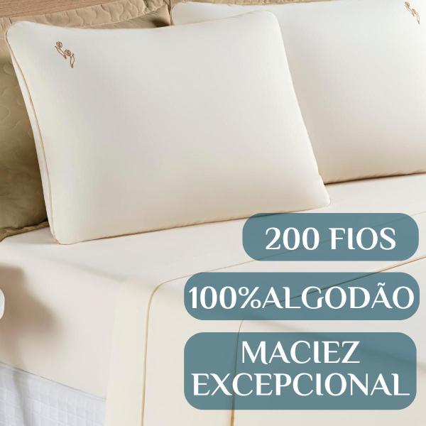 Imagem de Conjunto Lencol Queen Size Casa Blanca Algodao 200 Fios