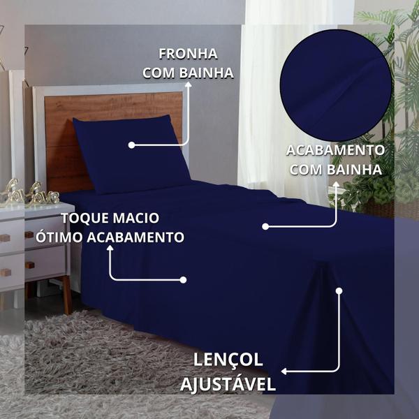 Imagem de Conjunto Lençol Solteiro Aveludado 400 Fios 3 Peças Cama Box e Infantil