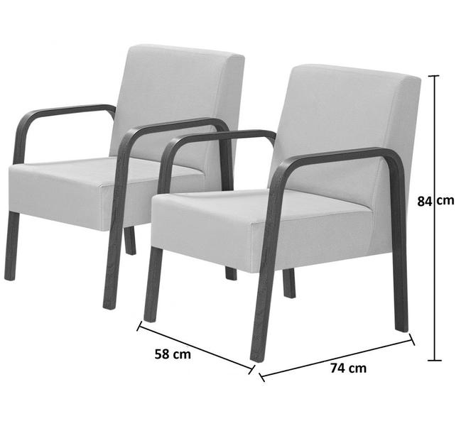 Imagem de Conjunto Luna 1 Poltrona 2 Lugares  e 2 poltronas de 1 lugar Braço Madeira  D Salla Suede