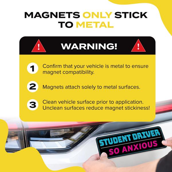 Imagem de Conjunto magnético HEY-OKEY Student Driver Funny Reflective, pacote com 5