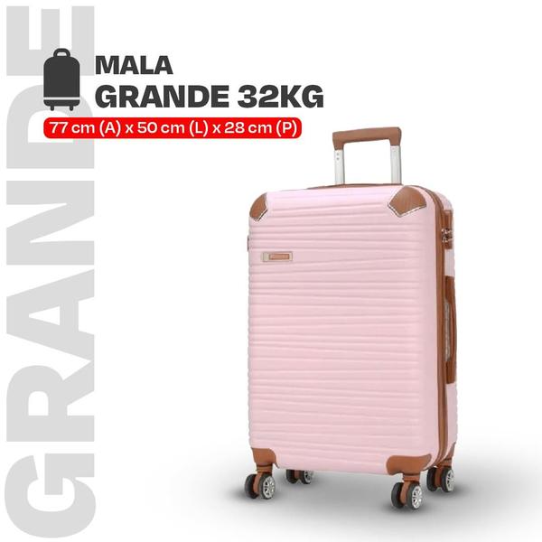 Imagem de Conjunto Mala de Viagem Pequena 10kg, Média 23kg e Grande 32kg Expansiva, ABS Muito Resistente, Cadeado Integrado e Garantia vitalícia Luxcel Sevilla