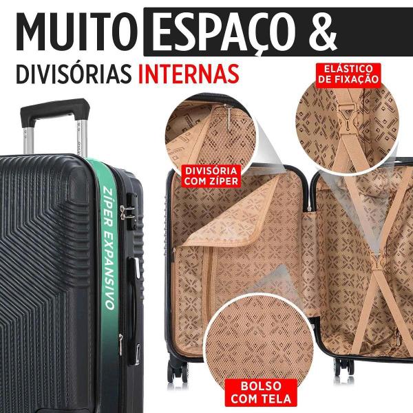 Imagem de Conjunto Mala Viagem Jogo 3Pçs Kit Pmg Rodas Giro 360º