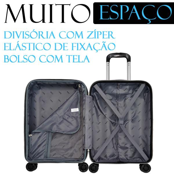 Imagem de Conjunto Mala Viagem Rigida Abs Expansiva Cadeado Roda Dupla Avião Embarque Grande 30kg Media 23kg Pequena 10kg 08kg