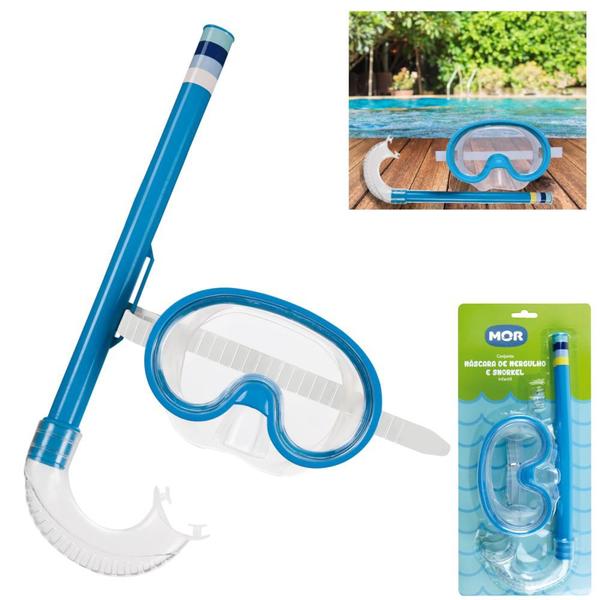 Imagem de Conjunto Mascara de Mergulho e Snorkel Infantil Azul  Mor 