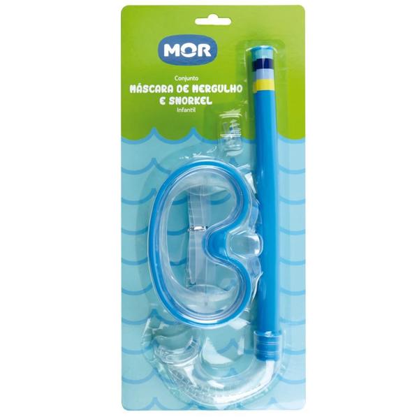 Imagem de Conjunto Mascara de Mergulho e Snorkel Infantil Azul  Mor 