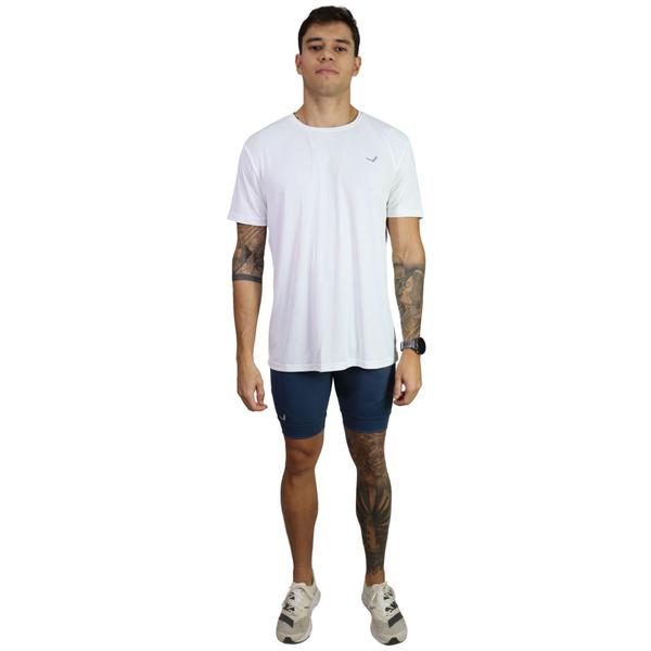 Imagem de Conjunto Masculino Para Corrida Caminhada Academia Treino Indrills Branco E Azul Petróleo