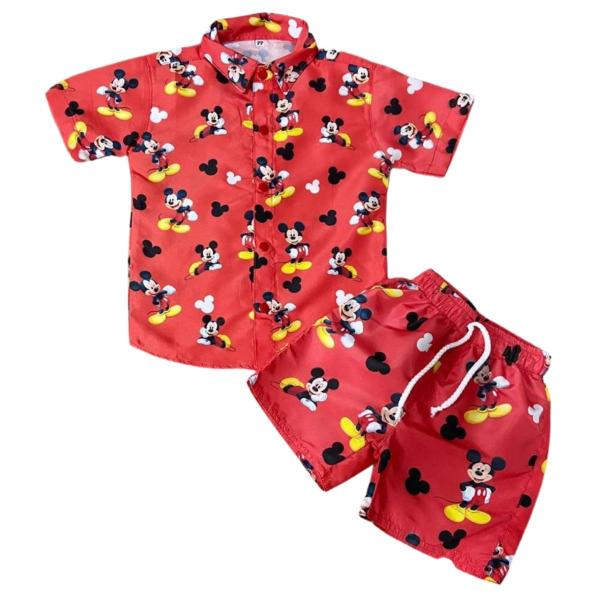 Imagem de Conjunto Mauricinho Ratinho Mouse Vermelho - Camisa E Bermuda