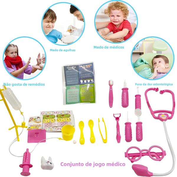 Conjunto Médico Infantil com 30 Peças - Estetoscópio e Ferramentas de Dentista Imagem de Conjunto Médico Infantil com 30 Peças - Estetoscópio e Ferramentas de Dentista