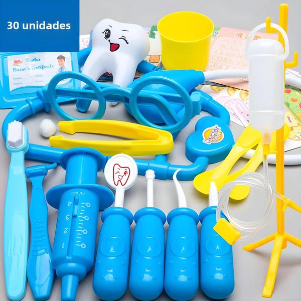Conjunto Médico Infantil com 30 Peças - Estetoscópio e Ferramentas de Dentista Imagem de Conjunto Médico Infantil com 30 Peças - Estetoscópio e Ferramentas de Dentista