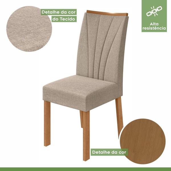 Imagem de Conjunto Mesa 100cm Celebrare com Vidro Redonda e 4 Cadeiras Apogeu Amêndoa Clean/Off White/Rinzai Bege