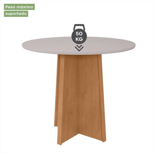 Imagem de Conjunto Mesa 100cm Celebrare Redonda com 4 Cadeiras Apogeu Amendoa Clean/Off White/Marrom