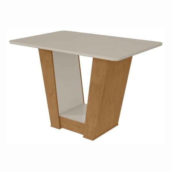 Imagem de Conjunto Mesa 120cm Apogeu com Vidro e 4 Cadeiras Exclusive Amêndoa Clean/Off White/Amêndoa Clean/Rinzai Bege