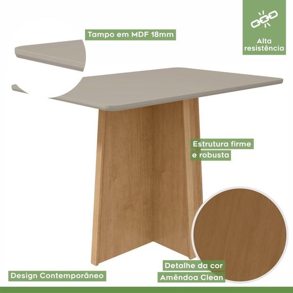 Imagem de Conjunto Mesa 120cm Celebrare e 4 Cadeiras Apogeu Amêndoa Clean/Off White/Animale Bege