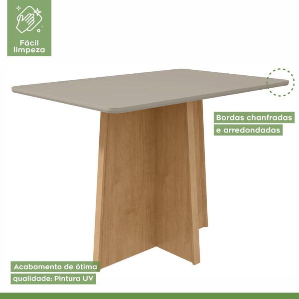 Imagem de Conjunto Mesa 120cm Celebrare e 4 Cadeiras Apogeu Amêndoa Clean/Off White/Naturale Creme