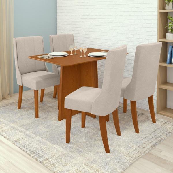 Imagem de Conjunto Mesa 120cm Celebrare Tampo Mdf no Glass e 4 Cadeiras Celina