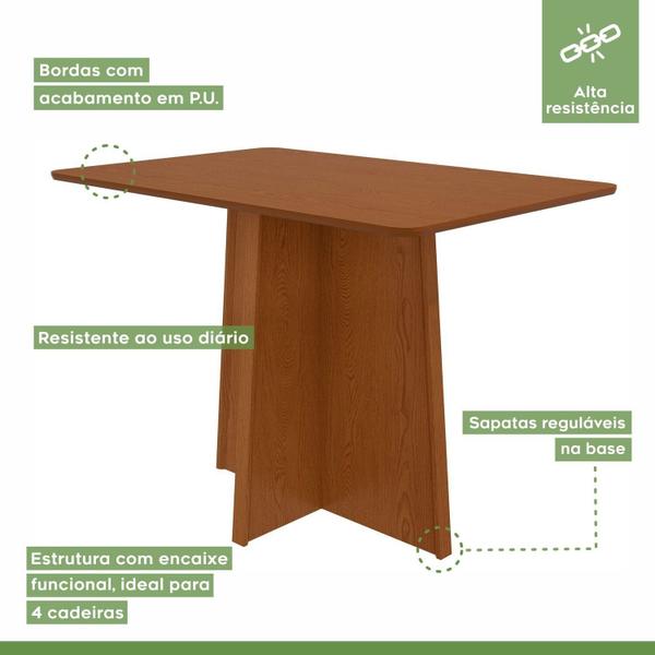 Imagem de Conjunto Mesa 120cm Celebrare Tampo Mdf no Glass e 4 Cadeiras Celina