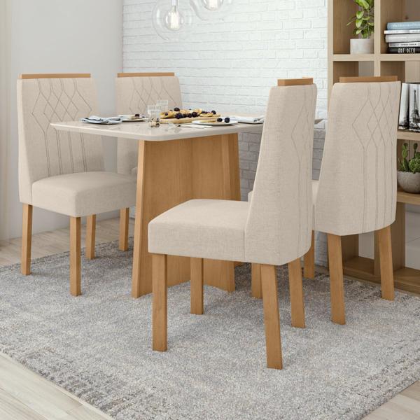 Imagem de Conjunto Mesa 120x80cm Tampo MDF/Vidro Celebrare 4 Cadeiras Exclusive Móveis Lopas