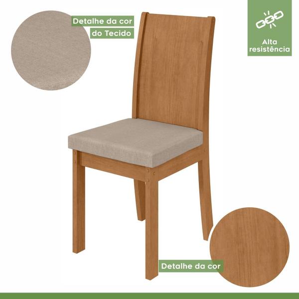 Imagem de Conjunto Mesa 160cm Astrid com 6 Cadeiras Athenas Amêndoa Clean/Off White/Rinzai Bege