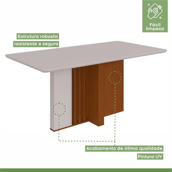 Imagem de Conjunto Mesa 160cm Astrid com Vidro e 6 Cadeiras Apogeu