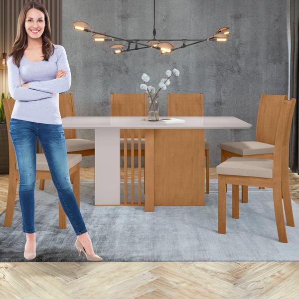 Imagem de Conjunto Mesa 160cm Astrid com Vidro e 6 Cadeiras Athenas